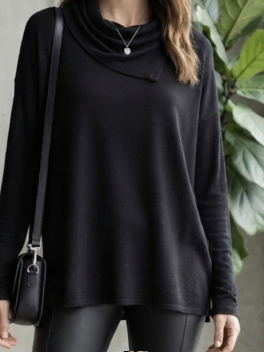 Cynthia Rowley Black Cowl Neck Knit Sweater Casual Fall